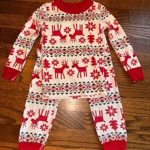 Hanna Andersson Red and White Reindeer Pajama Set